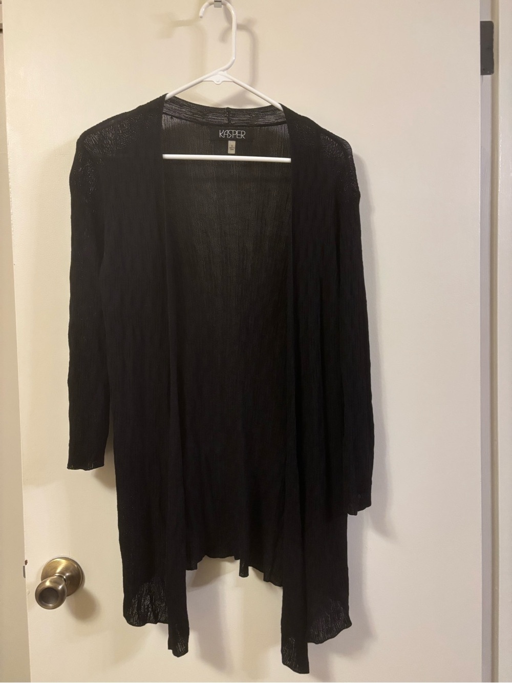 Kasper Black Open-Front Lightweight Women's Cardigan